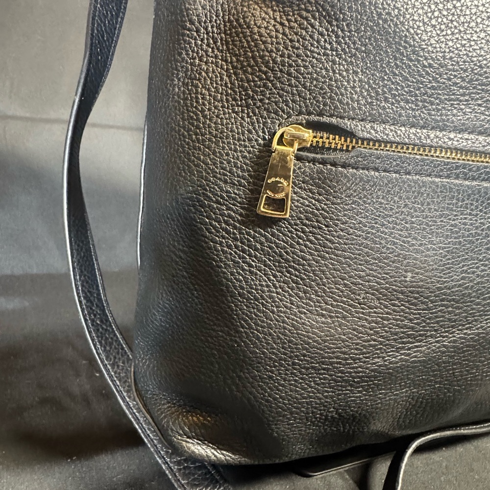 Coach Black Leather Shoulder Bag with Gold Accents - Picture 10 of 12